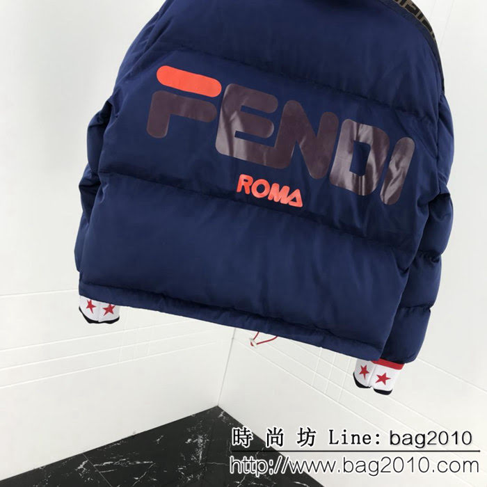 FENDI芬迪 專櫃同步 18秋冬新款 FF圖案 男款兩面穿棉服 ydi2217